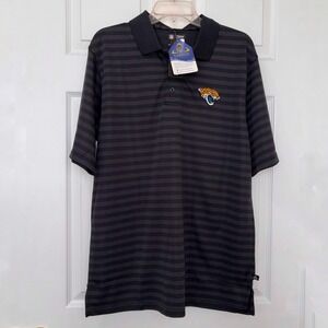 NEW NFL polo Jacksonville Jaguars Men's large Gray striped Moisture wicking Fan